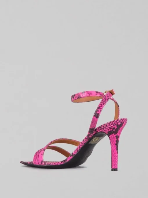 Clearance VIA ROMA 15 SANDALI IN PELLE STAMPA PITONE FLUO Rosa