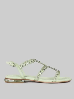 Hot ASH SANDALI SAPHIR IN PELLE CON APPLICAZIONI DI STRASS BICOLORE Verde
