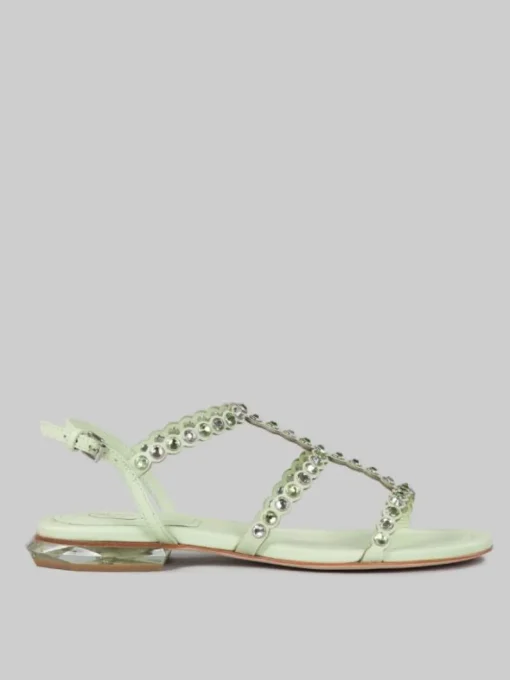 Hot ASH SANDALI SAPHIR IN PELLE CON APPLICAZIONI DI STRASS BICOLORE Verde