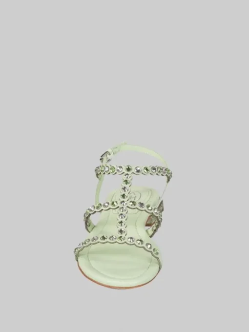 Hot ASH SANDALI SAPHIR IN PELLE CON APPLICAZIONI DI STRASS BICOLORE Verde