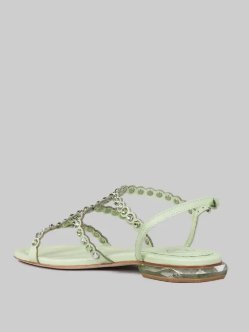 Hot ASH SANDALI SAPHIR IN PELLE CON APPLICAZIONI DI STRASS BICOLORE Verde