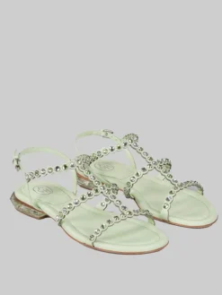 Hot ASH SANDALI SAPHIR IN PELLE CON APPLICAZIONI DI STRASS BICOLORE Verde