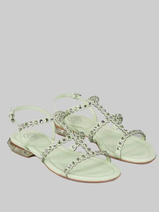 Hot ASH SANDALI SAPHIR IN PELLE CON APPLICAZIONI DI STRASS BICOLORE Verde