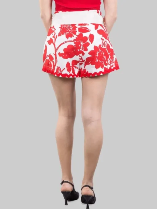Fashion GINA GORGEOUS SHORTS A VITA ALTA IN LINO E COTONE A FANTASIA CON CINTURA IN VITA Biancoerosso