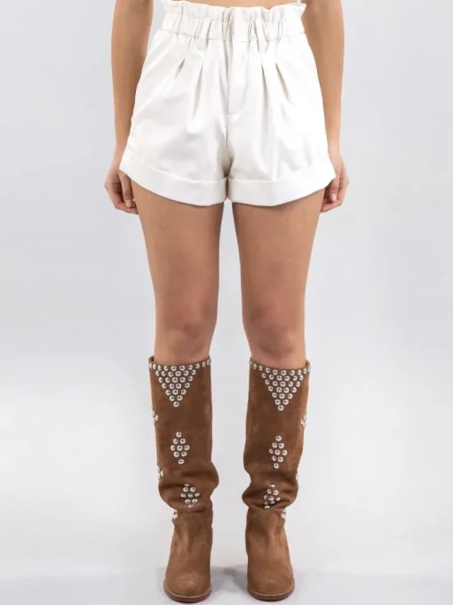 Fashion ANIYE BY SHORTS BIANCHI VALENTINA IN ECOPELLE A VITA ALTA Bianco