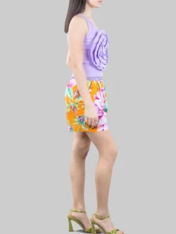Discount GINA GORGEOUS SHORTS IN COTONE A RIGHE E FIORI CON ELASTICO IN VITA Fantasia