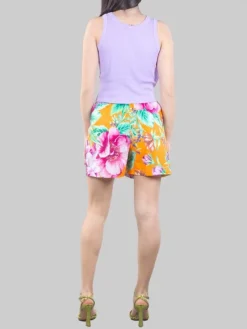Discount GINA GORGEOUS SHORTS IN COTONE A RIGHE E FIORI CON ELASTICO IN VITA Fantasia