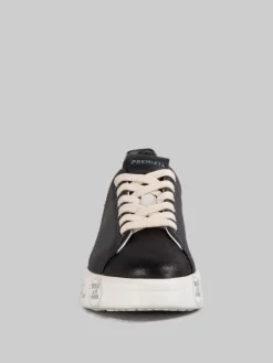 New PREMIATA SNEAKER BELLE IN PELLE LISCIA NERA CON SPOILER EFFETTO SNAKE Nero