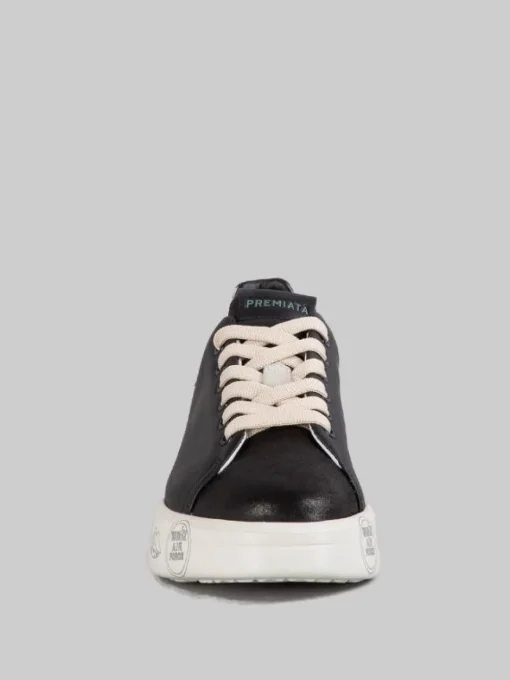 New PREMIATA SNEAKER BELLE IN PELLE LISCIA NERA CON SPOILER EFFETTO SNAKE Nero