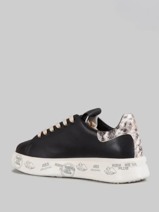 New PREMIATA SNEAKER BELLE IN PELLE LISCIA NERA CON SPOILER EFFETTO SNAKE Nero