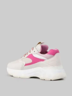 Discount HOGAN SNEAKER HYPERACTIVE BIANCO LATTE, ROSA E FUCSIA IN PELLE, SUEDE E TELA TECNICA Fuxia