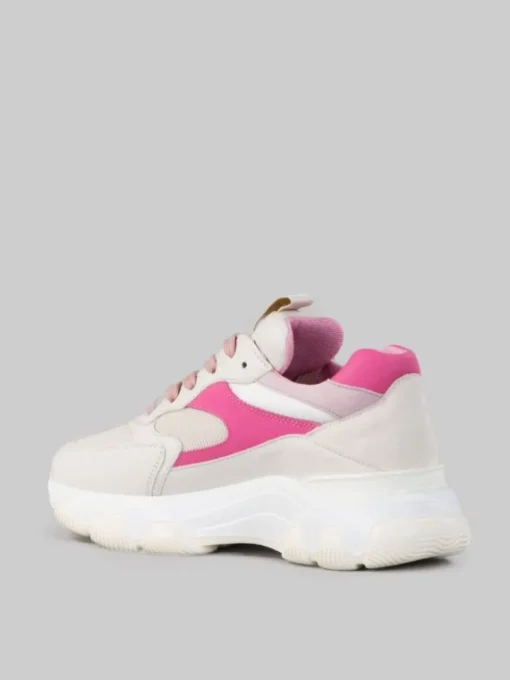 Discount HOGAN SNEAKER HYPERACTIVE BIANCO LATTE, ROSA E FUCSIA IN PELLE, SUEDE E TELA TECNICA Fuxia
