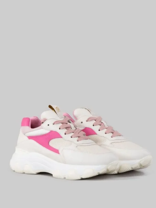 Discount HOGAN SNEAKER HYPERACTIVE BIANCO LATTE, ROSA E FUCSIA IN PELLE, SUEDE E TELA TECNICA Fuxia