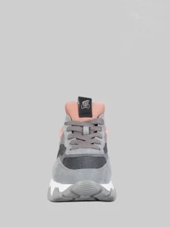 Discount HOGAN SNEAKER HYPERACTIVE IN PELLE LAMINATA, SUEDE E RETE TECNICA CON GLITTER Grigio