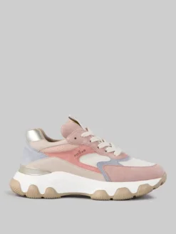 Online HOGAN SNEAKER HYPERACTIVE , BEIGE E AZZURRO IN PELLE SCAMOSCIATA E TELA TECNICA Rosa