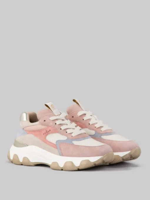 Online HOGAN SNEAKER HYPERACTIVE , BEIGE E AZZURRO IN PELLE SCAMOSCIATA E TELA TECNICA Rosa