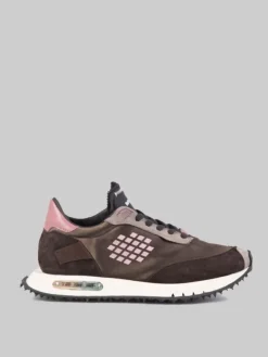 Sale BE POSITIVE SNEAKER IN PELLE E TESSUTO REALIZZATA A MANO Marrone