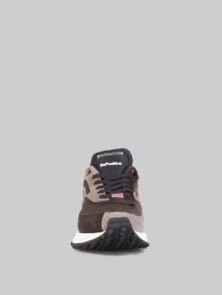 Sale BE POSITIVE SNEAKER IN PELLE E TESSUTO REALIZZATA A MANO Marrone