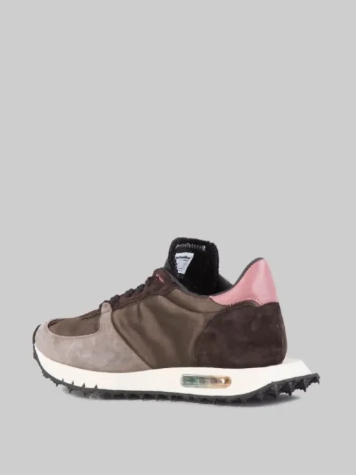 Sale BE POSITIVE SNEAKER IN PELLE E TESSUTO REALIZZATA A MANO Marrone