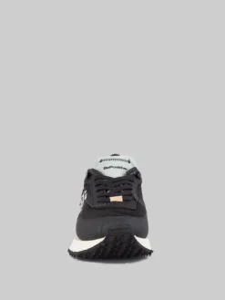 Sale BE POSITIVE SNEAKER IN PELLE, NYLON LUCIDO E MATERIALE TECNICO EFFETTO GOMMATO REALIZZATA A MANO Nero