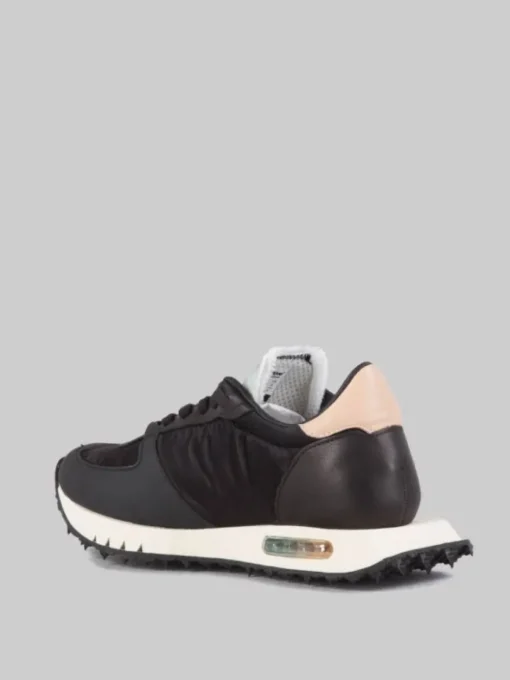 Sale BE POSITIVE SNEAKER IN PELLE, NYLON LUCIDO E MATERIALE TECNICO EFFETTO GOMMATO REALIZZATA A MANO Nero