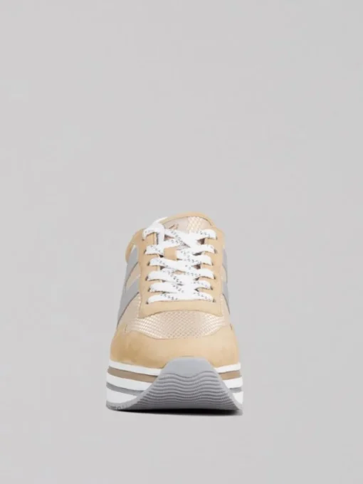 New HOGAN SNEAKER MIDI H222 IN SUEDE E RETE TECNICA Beige
