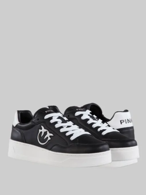 Outlet PINKO SNEAKERS BONDY IN PELLE NERE CON LOGO "LOVE BIRDS" Nero