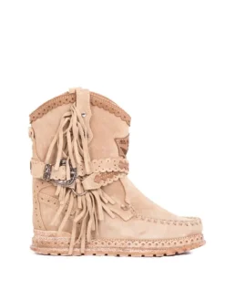 Discount EL VAQUERO STIVALETTI INDIANINI ARYA CON FRANGE ECRU Beige