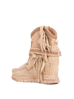 Discount EL VAQUERO STIVALETTI INDIANINI ARYA CON FRANGE ECRU Beige