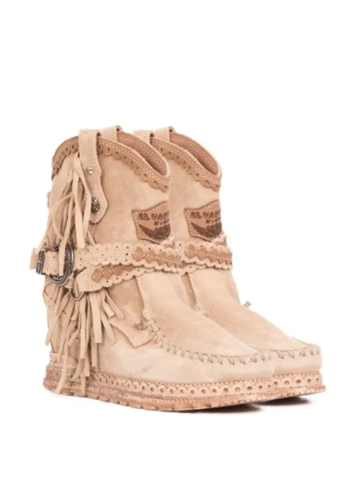 Discount EL VAQUERO STIVALETTI INDIANINI ARYA CON FRANGE ECRU Beige