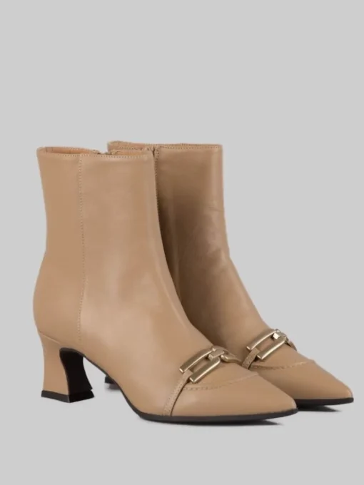 Discount SERGIO CIMADAMORE STIVALETTI IN PELLE LISCIA CON ACCESSORIO METALLICO TONO SU TONO Nocciola