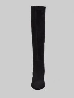 Outlet VIA ROMA 15 STIVALI NERI IN PELLE SCAMOSCIATA VELOUR CON "V" ORO Nero