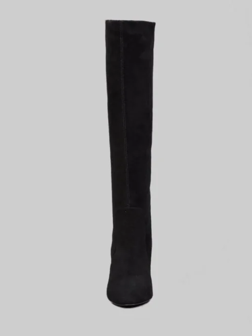 Outlet VIA ROMA 15 STIVALI NERI IN PELLE SCAMOSCIATA VELOUR CON "V" ORO Nero