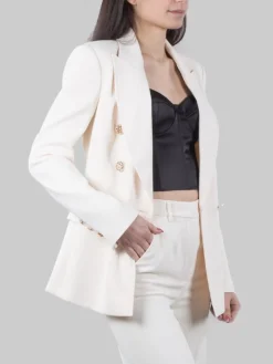 Online HANITA TAILLEUR CON GIACCA DOPPIOPETTO E PANTALONI VITA ALTA Avorio