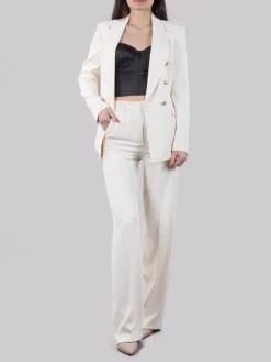 Online HANITA TAILLEUR CON GIACCA DOPPIOPETTO E PANTALONI VITA ALTA Avorio