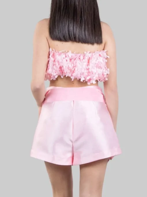 Discount GINA GORGEOUS TOP A FASCIA ELASTICIZZATO DECORATO CON PETALI DI FIORI IN TESSUTO Rosa