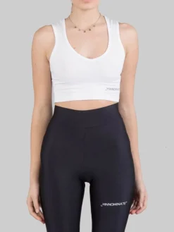 New HINNOMINATE TOP CORTO SENZA MANICHE CON SCOLLATURA A V Bianco