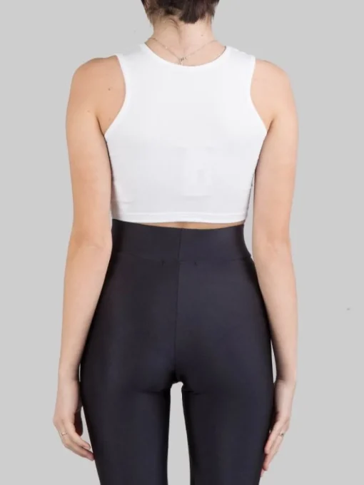New HINNOMINATE TOP CORTO SENZA MANICHE CON SCOLLATURA A V Bianco