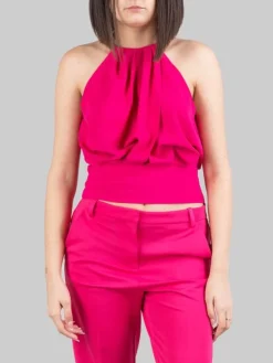 New PINKO TOP CORTO INCROCIATO IN CREPE FLUIDO Fuxia