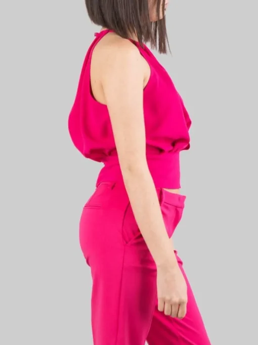 New PINKO TOP CORTO INCROCIATO IN CREPE FLUIDO Fuxia