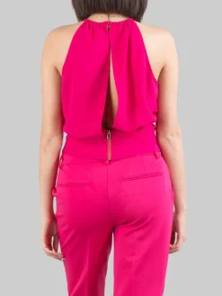 New PINKO TOP CORTO INCROCIATO IN CREPE FLUIDO Fuxia