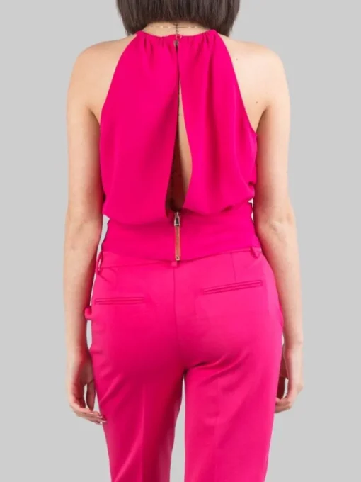 New PINKO TOP CORTO INCROCIATO IN CREPE FLUIDO Fuxia