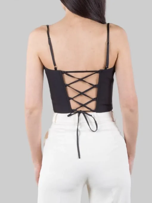 Online HANITA TOP MODELLO BUSTIER CON STRINGHE POSTERIORI Nero