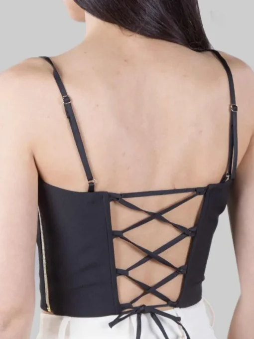 Online HANITA TOP MODELLO BUSTIER CON STRINGHE POSTERIORI Nero