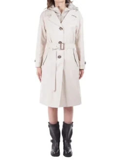 Outlet HERNO TRENCH CON INTERNO IN PIUMINO STACCABILE CON CAPPUCCIO Avorio
