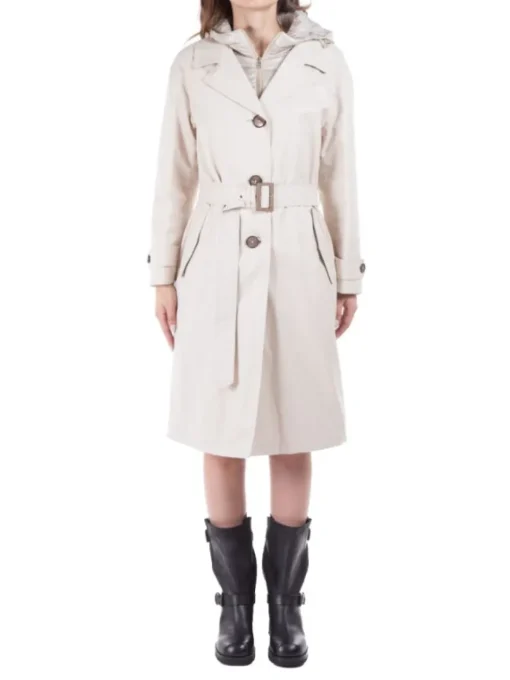 Outlet HERNO TRENCH CON INTERNO IN PIUMINO STACCABILE CON CAPPUCCIO Avorio