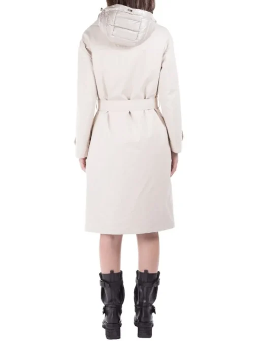 Outlet HERNO TRENCH CON INTERNO IN PIUMINO STACCABILE CON CAPPUCCIO Avorio