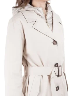 Outlet HERNO TRENCH CON INTERNO IN PIUMINO STACCABILE CON CAPPUCCIO Avorio