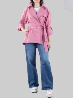 Fashion FAY TRENCH CORTO DOPPIOPETTO IN COTONE CON CINTURA IN VITA Rosa