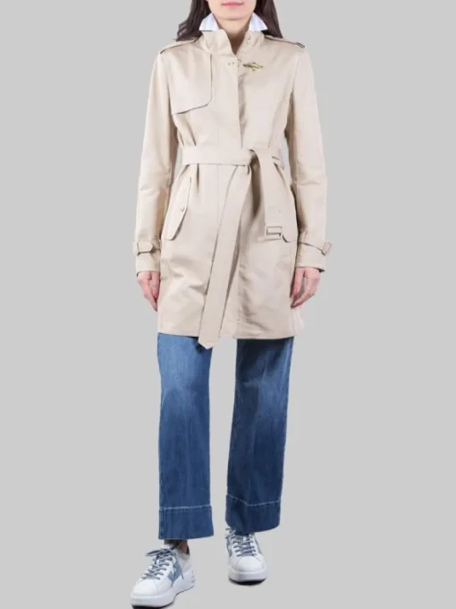 Clearance FAY TRENCH VIRGINIA IN COTONE CON CINTURA IN VITA Beige